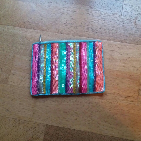 Beach Bunny Other - Beach Bunny beaded sequin clutch coin purse