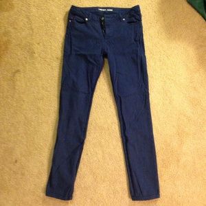 Blue dyed denim jeans