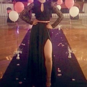 All Black Dress With A Lace Sleeves.