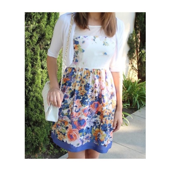 Zara Illusion Neckline Floral Dress