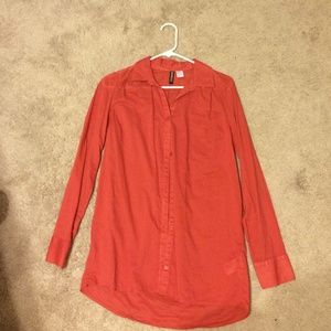 H&M Burnt Orange Oversized Button-Up Blouse