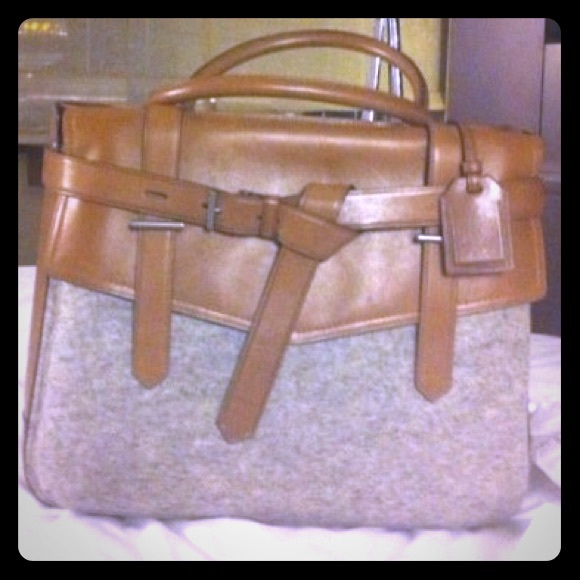 Reed krakoff bag brown with wool exterior pocket
