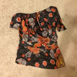 French Connection Off-Shoulder Asymmetrical Top