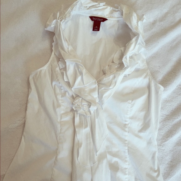 Ruffled White House Black Market Sleeveless Blouse