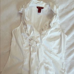 Ruffled White House Black Market Sleeveless Blouse