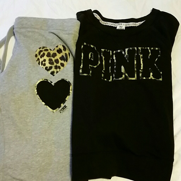 Victoria's Secret Pink grey and black sweat set