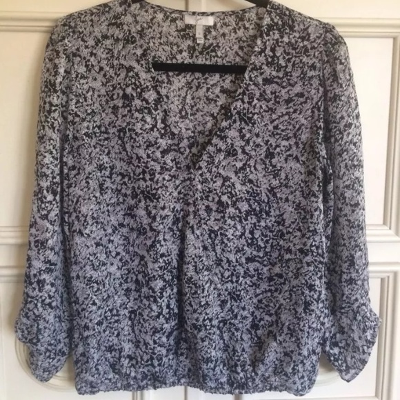 Joie Top 100% Silk Gray Black & White Size Small