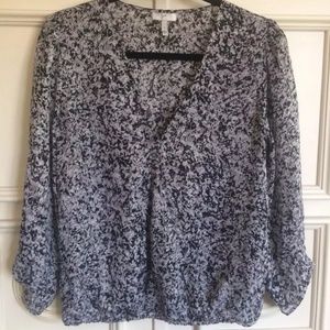 Joie Top 100% Silk Gray Black & White Size Small