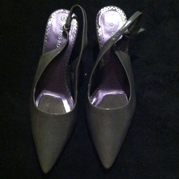 Gray low high heels