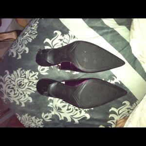 Purple low high heels