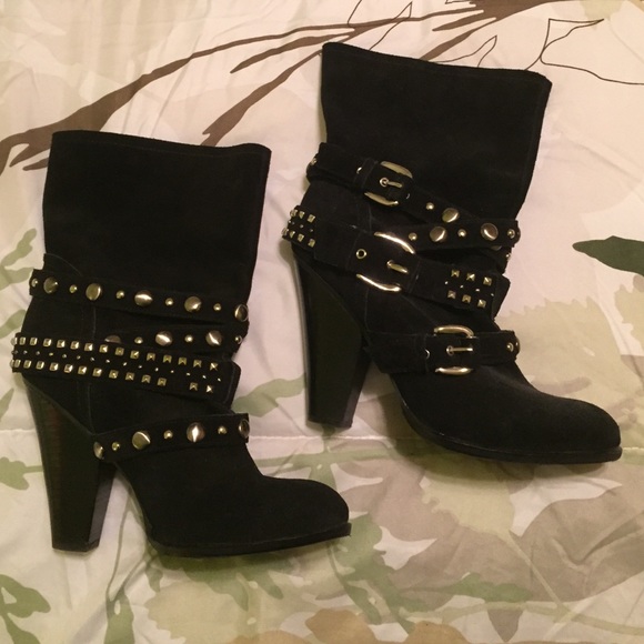 BCBG Boho Black Suede Boots