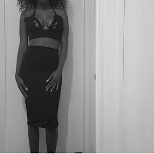 black two piece dress