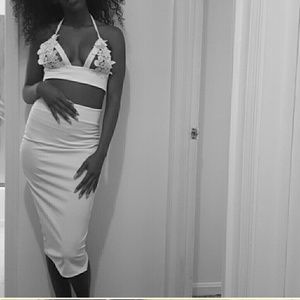 white two piece dress