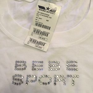 bebe sport long sleeve white top sz L