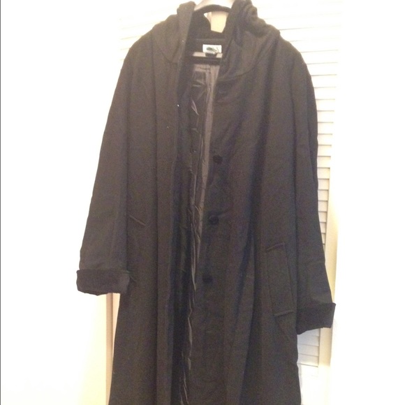 Long black wool coat plus size