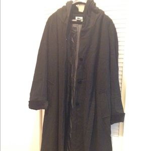 Long black wool coat plus size