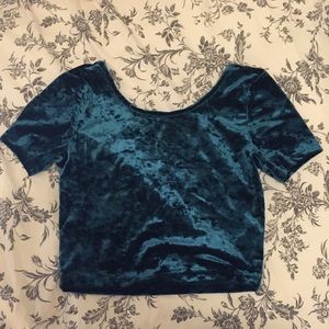 Teal velvet crop top