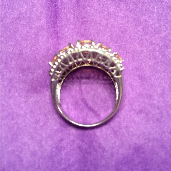 .925 Sterling Silver Graduated Citrine Ring - Picture 3 of 4