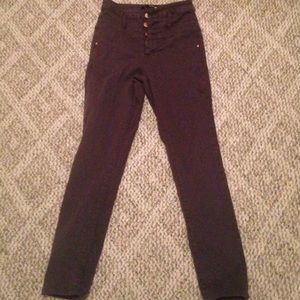 Dark brown, high waisted jeans, super skinny