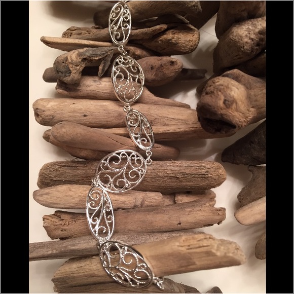 .925 Sterling Silver Filligree  Design Bracelet