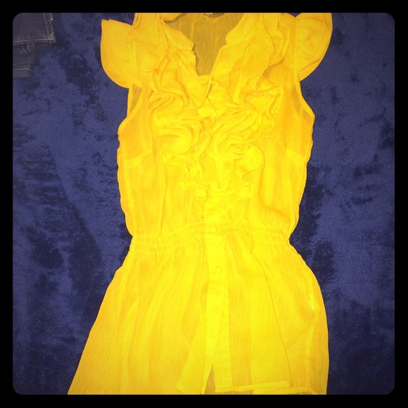 Yellow Ruffle Dressy Shirt