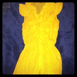 Yellow Ruffle Dressy Shirt