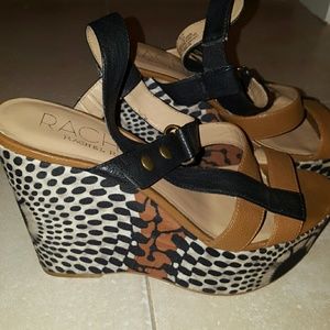 Rachel Roy Pattern Wedges Leather & Fabric - 6.5.