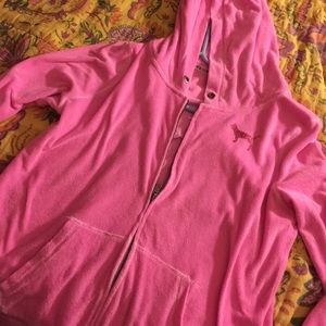 PINK terry cloth zip up