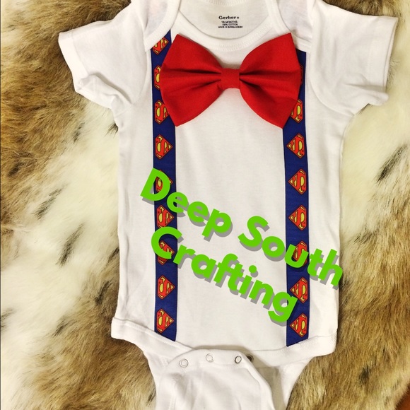 Superman baby onesie bow tie suspenders 0 to 18