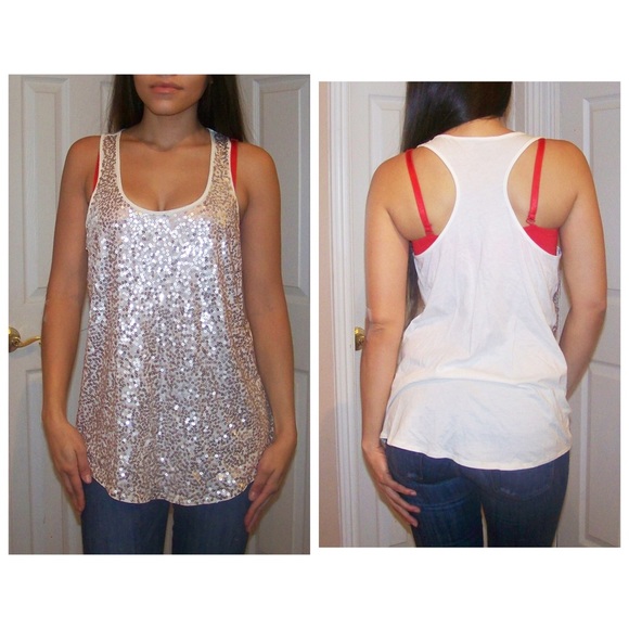 Off white tank blouse w/ grey tank blouse