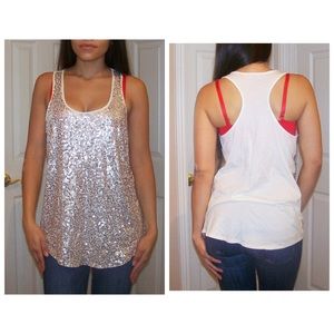 Off white tank blouse w/ grey tank blouse