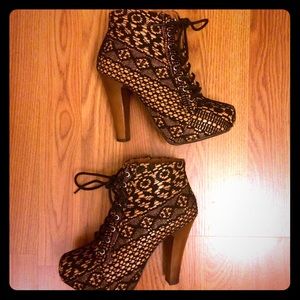 Black and Tan Lace Jeffery Campbell style bootie