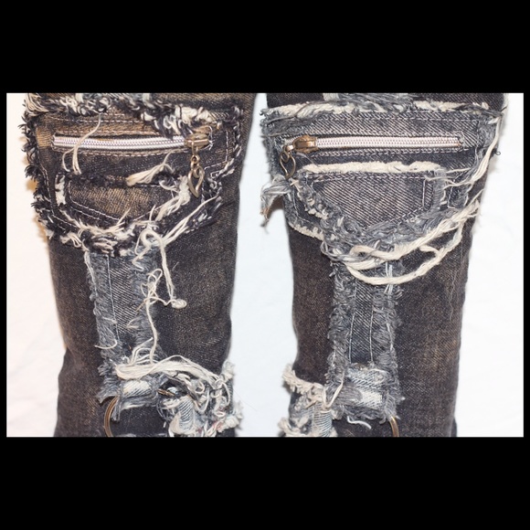 Blue denim boots - Picture 2 of 4