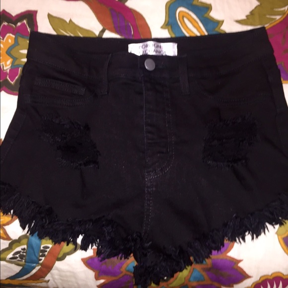 Distressed Black Foreign Exchange Shorts