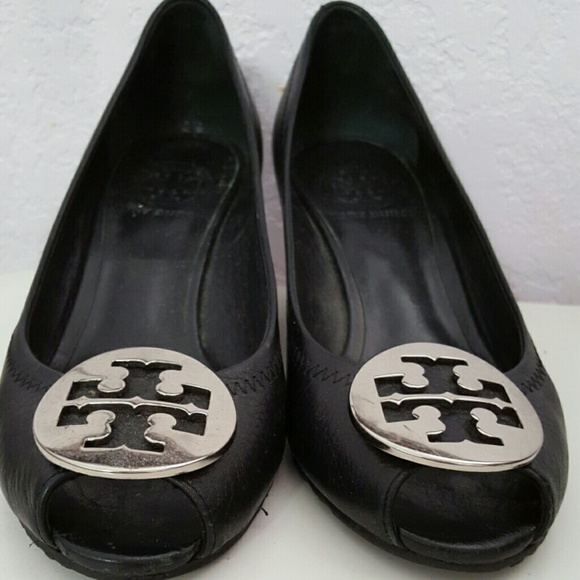 Authentic tory burch peep toe wedge