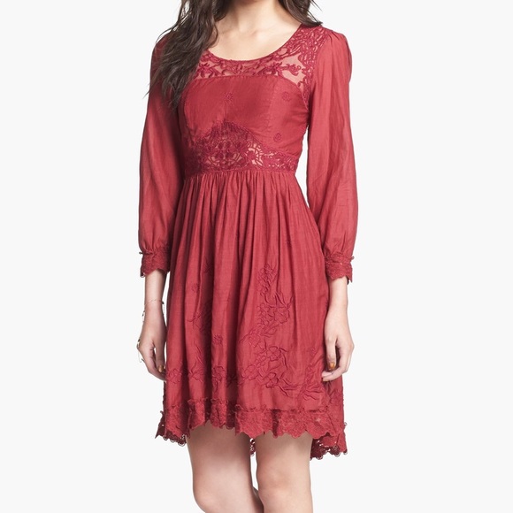 Free People Dresses & Skirts - BNWT! Free People Red Embroidery Lace Dress💃🏻🍒