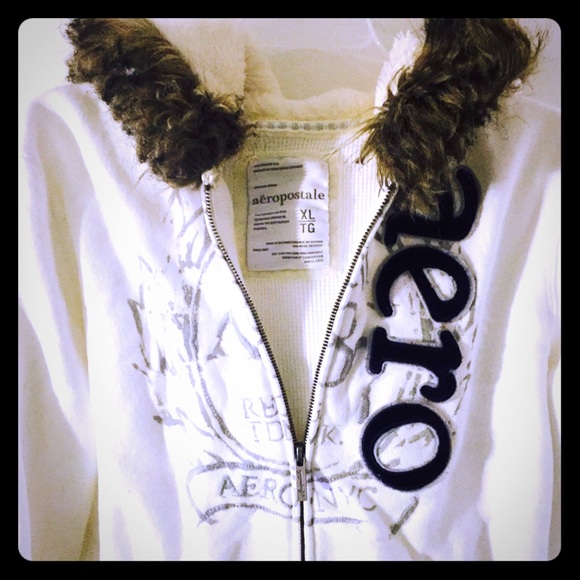 Aeropostale White Zip up Hoodie