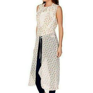 NWT Versatile Chiffon Cream Floral Maxi Vest