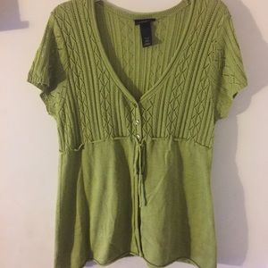 Green Short Sleeve Cardigan