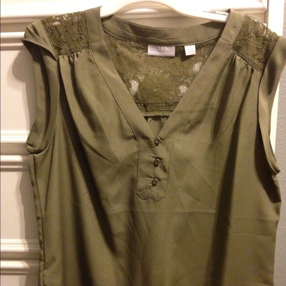 New York and company olive green blouse