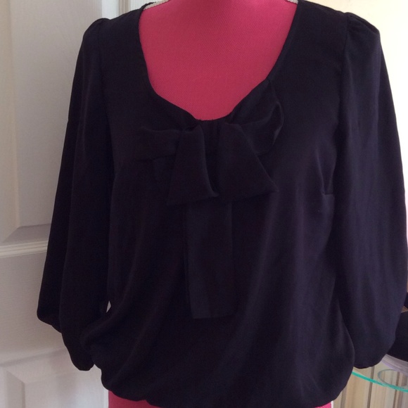 Zara Tops - Zara silky black top with bow