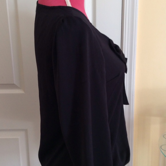 Zara silky black top with bow - Picture 3 of 4