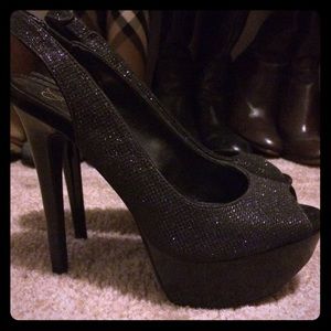 Jessica Simpson Glittery Black Sexy Heels