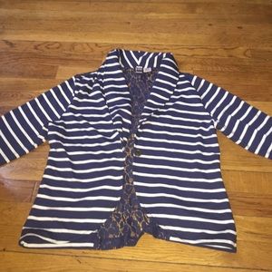 Blue and white striped blazer