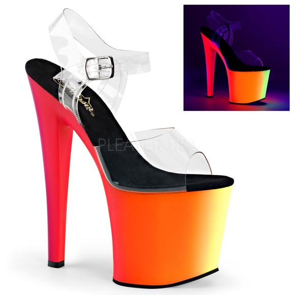 Pleaser Rainbow-708UV Platform Stilettos Sz 7
