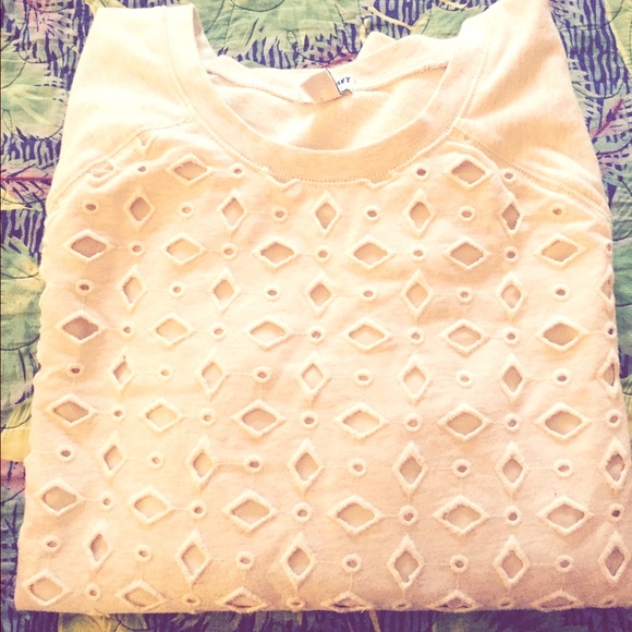 Tan/beige Fancy sweatshirt with eyelet detail