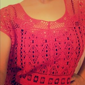 Boho chic knit top - red