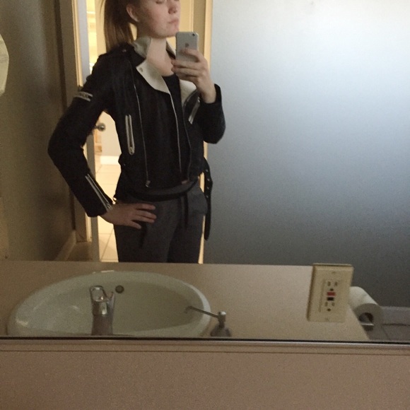 Members Only Vegan Leather Colorblock Moto Jacket - Picture 2 of 2