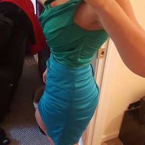 Express blue and green dress