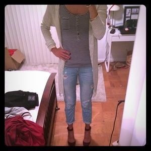 Zara light wash, destroyed denim